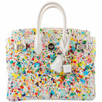 Hermès Birkin 25 White Epsom “Rainbow Fizz” Palladium Hardware * JaneFinds Custom Shop