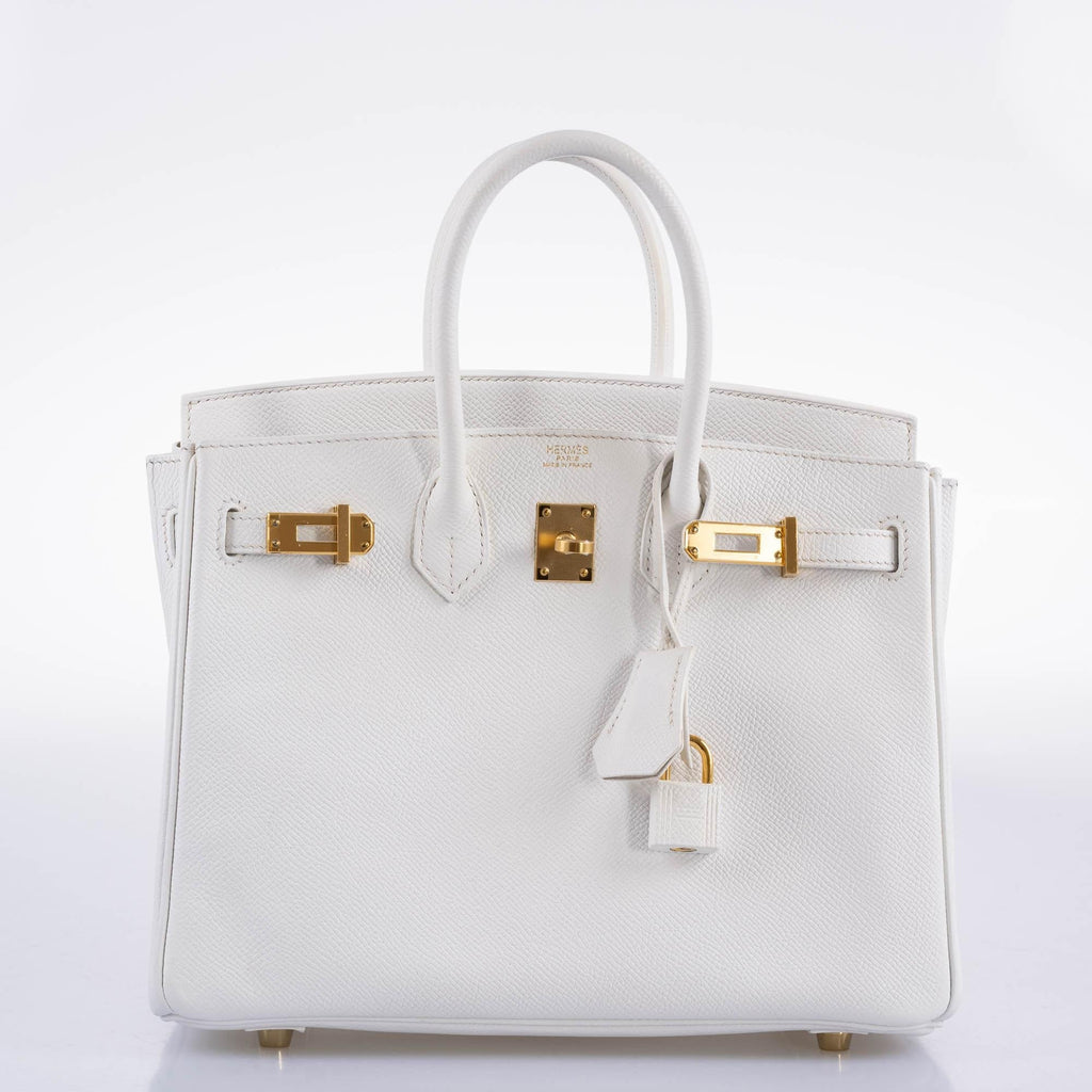 Hermès Birkin 25 White Epsom with Gold Hardware - 2008, L Square