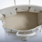 Hermès Birkin 25 White Epsom with Gold Hardware - 2008, L Square
