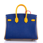 Hermès HSS Birkin 25 Jaune D’Or & Blue Electric Epsom Brushed Palladium Hardware - 2018, C