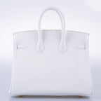 Hermès HSS Birkin 25 White Togo and Rose Pourpre Interior with Brushed Gold Hardware - 2021, Z