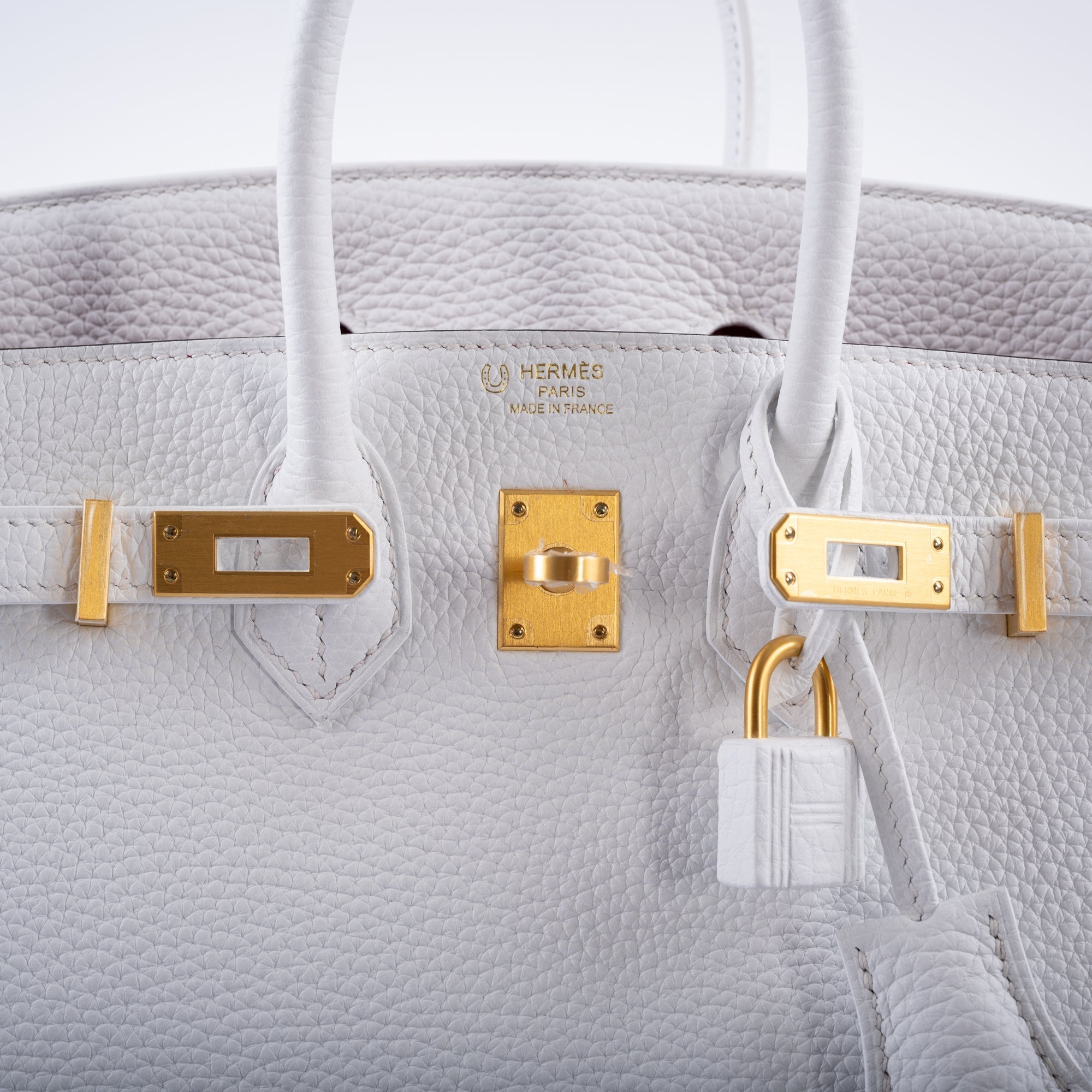 Hermès HSS Birkin 25 White Togo and Rose Pourpre Interior with Brushed Gold Hardware - 2021, Z