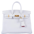Hermès HSS Birkin 25 White Togo and Rose Pourpre Interior with Brushed Gold Hardware - 2021, Z