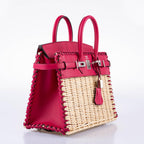 Hermès Picnic Birkin 25 Osier Wicker & Framboise Swift with Palladium Hardware