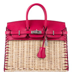 Hermès Picnic Birkin 25 Osier Wicker & Framboise Swift with Palladium Hardware - 2021, Z