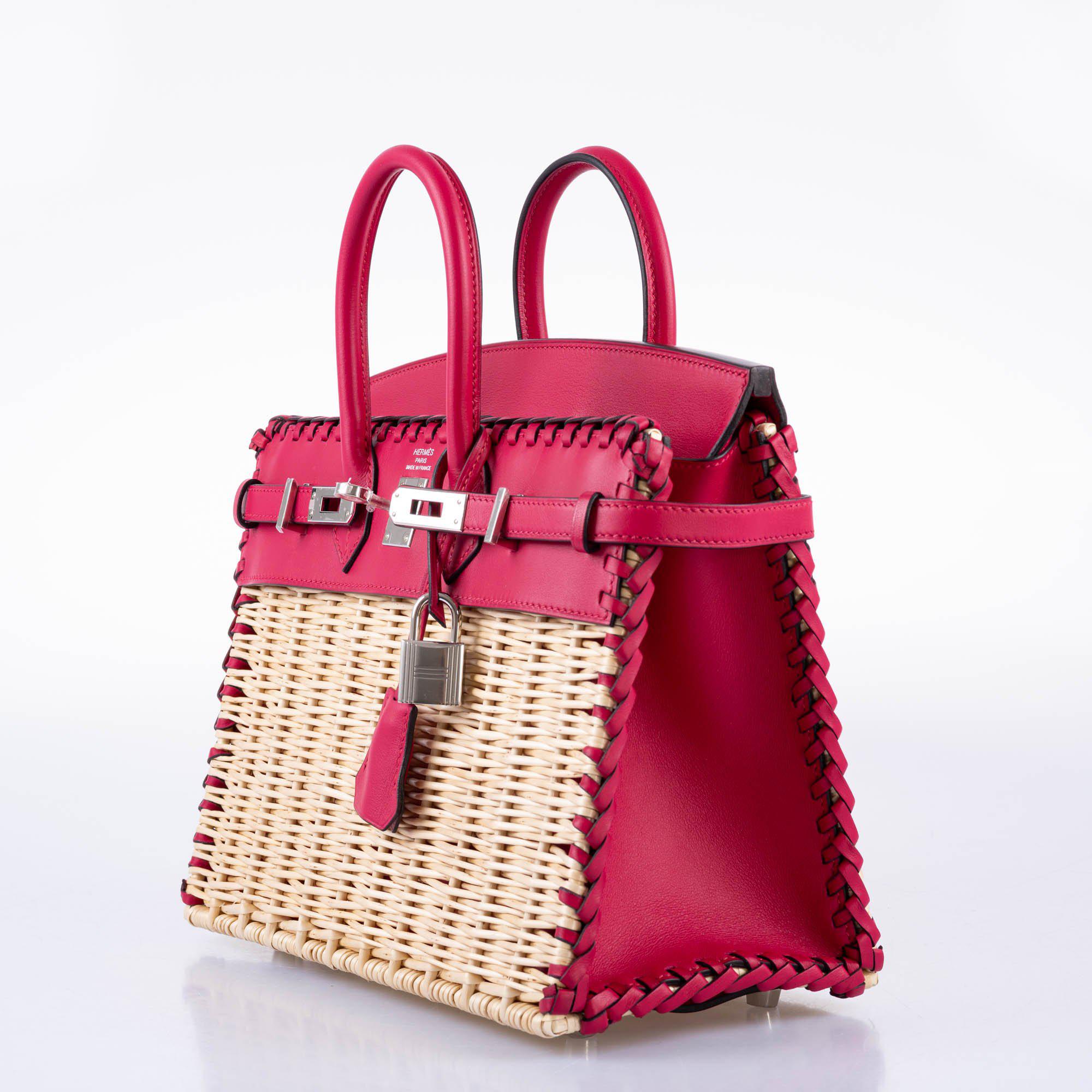 Hermès Picnic Birkin 25 Osier Wicker & Framboise Swift with Palladium Hardware