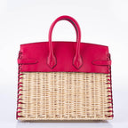 Hermès Picnic Birkin 25 Osier Wicker & Framboise Swift with Palladium Hardware