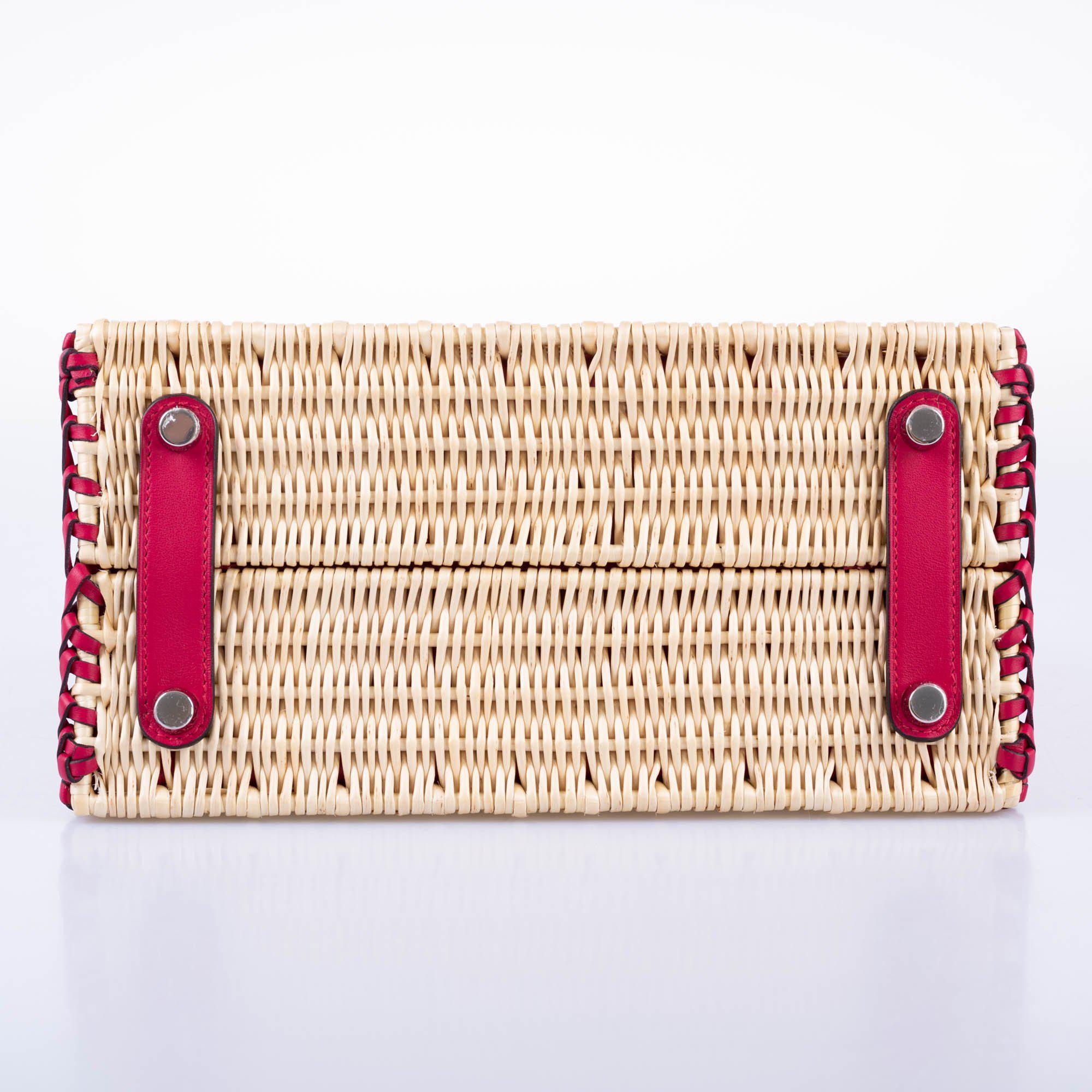 Hermès Picnic Birkin 25 Osier Wicker & Framboise Swift with Palladium Hardware
