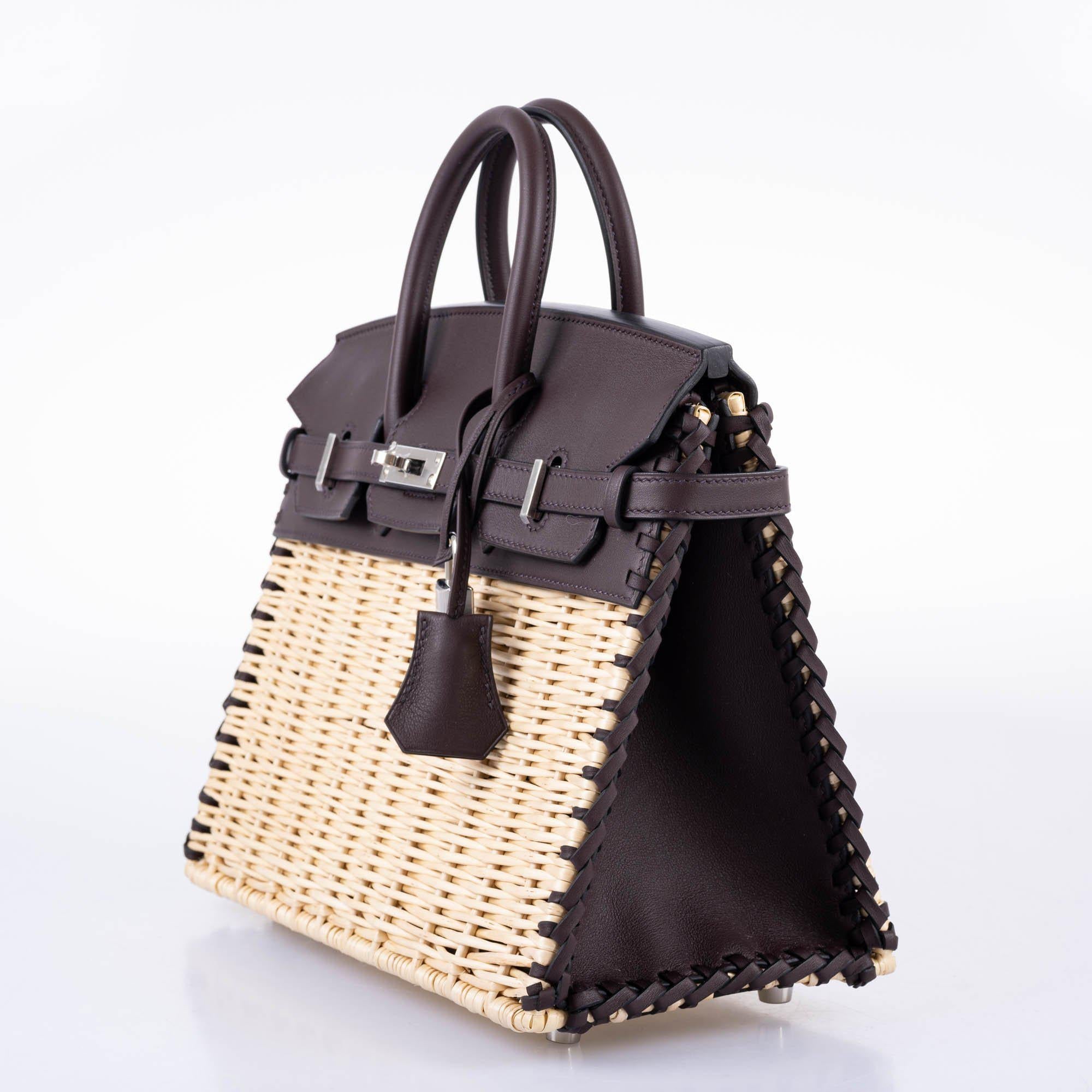 Hermès Picnic Birkin 25 Osier Wicker & Rouge Swift with Palladium Hardware - 2021, Z