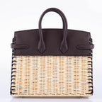 Hermès Picnic Birkin 25 Osier Wicker & Rouge Swift with Palladium Hardware - 2021, Z