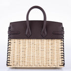 Hermès Picnic Birkin 25 Osier Wicker & Rouge Swift with Palladium Hardware - 2021, Z