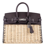 Hermès Picnic Birkin 25 Osier Wicker & Rouge Swift with Palladium Hardware - 2021, Z