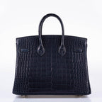 Hermès Verso Birkin 25 Blue Marine Matte Alligator & Rose Scheherazade with Palladium Hardware - 2019, D