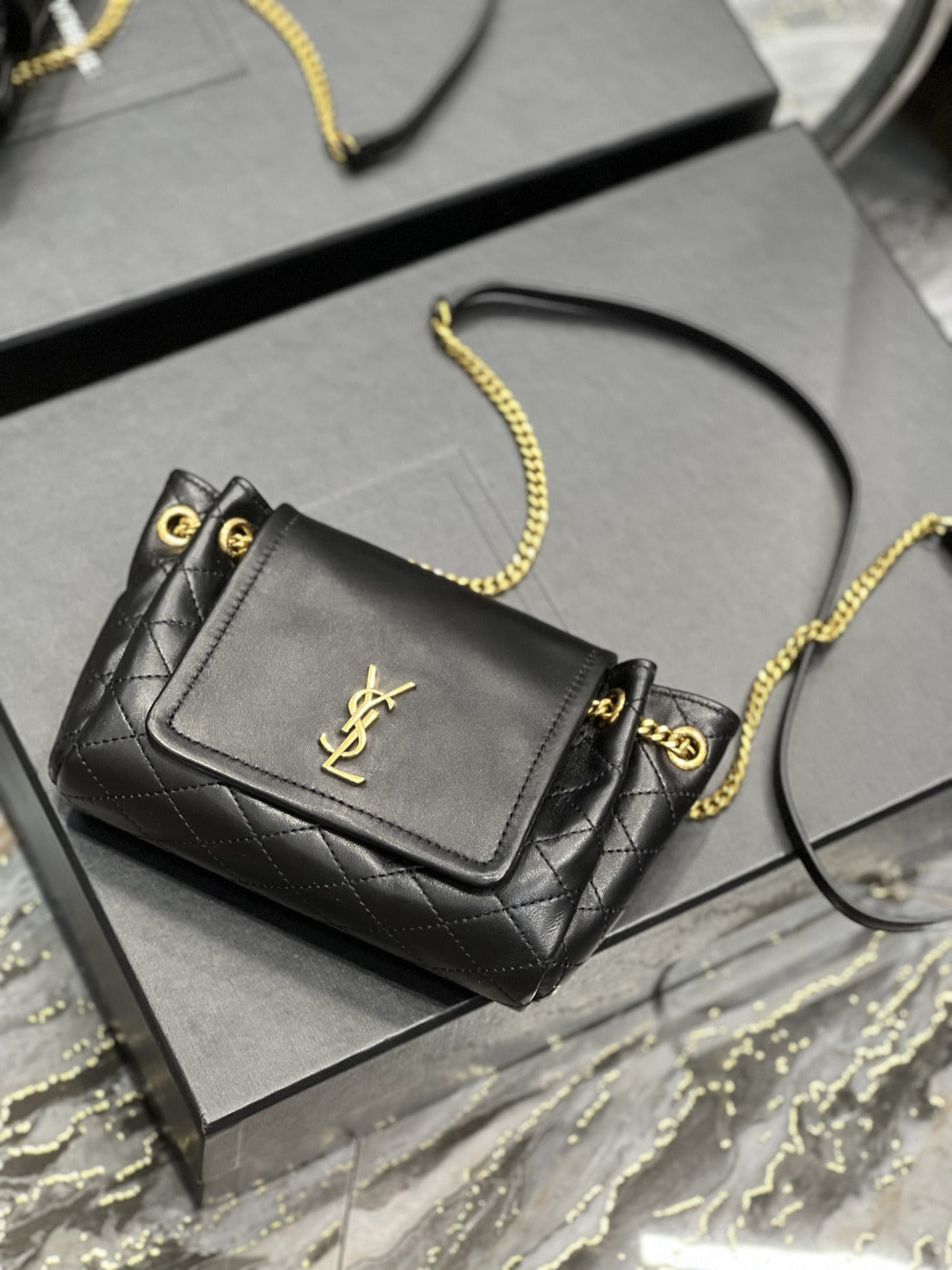 YSL Mini Nolita In original Lambskin Bag