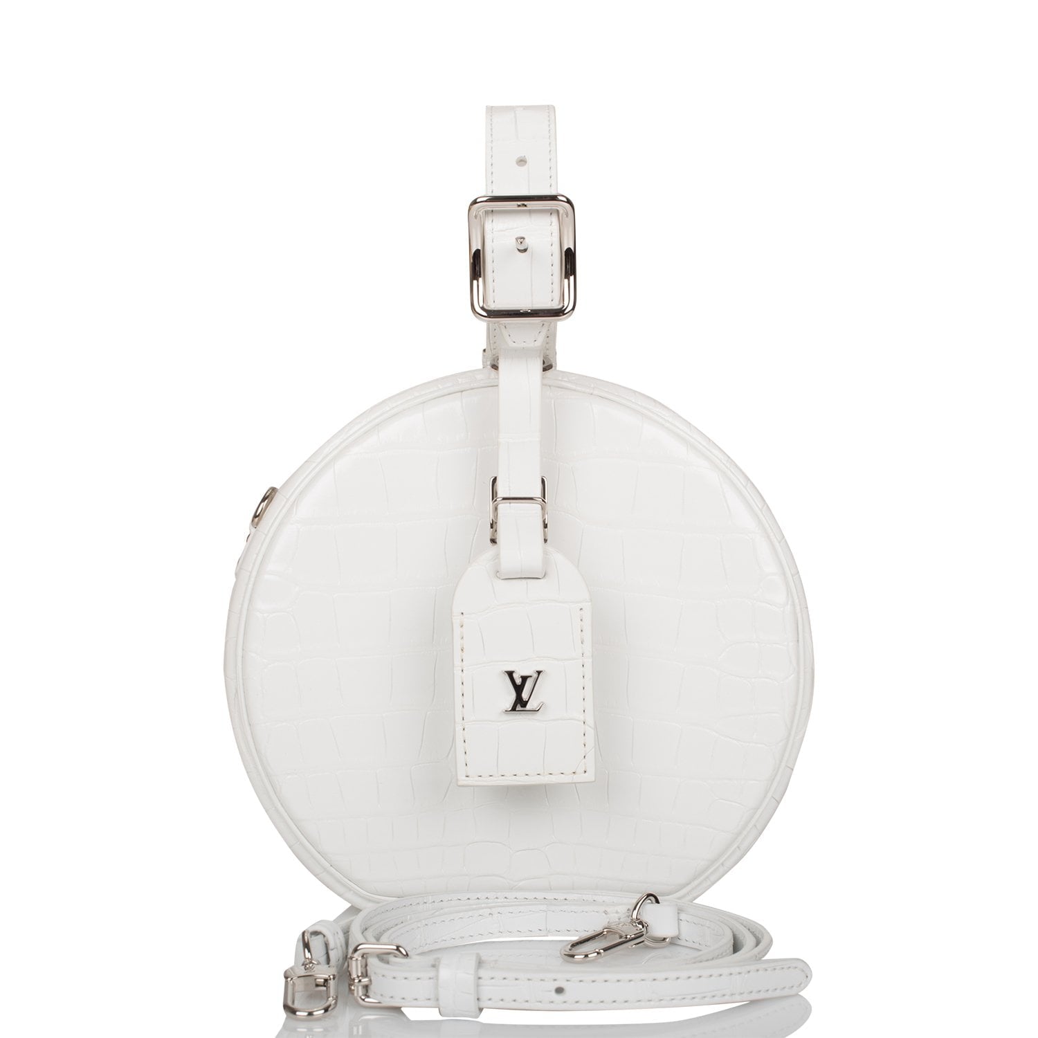 Louis Vuitton White Shiny Alligator Petite Boite Chapeau