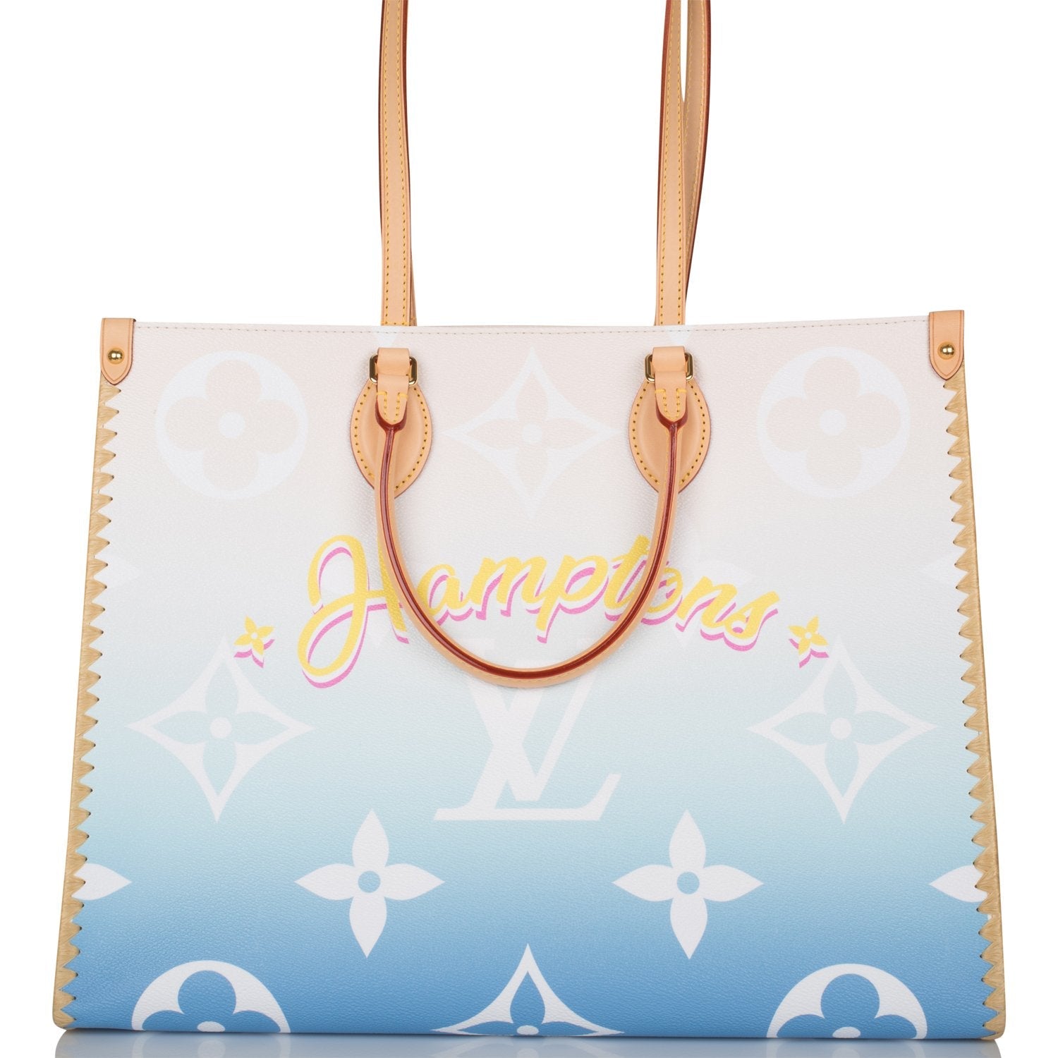 Louis Vuitton Blue Hamptons By The Pool Giant Monogram and Raffia OnTheGo GM