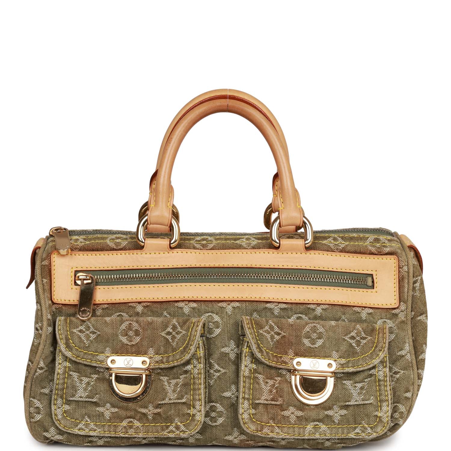 Pre-owned Louis Vuitton Green Monogram Denim Neo Speedy