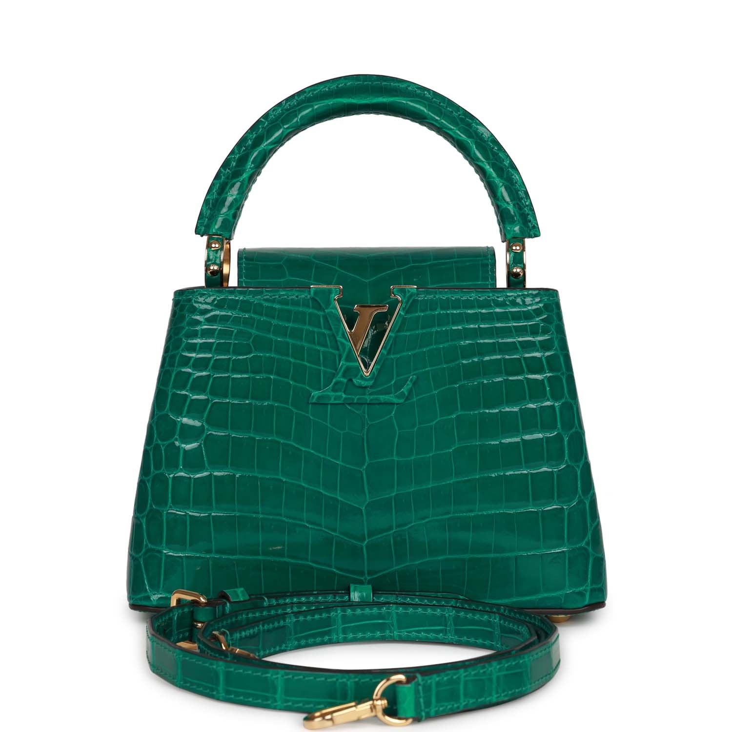 Louis Vuitton Mini Capucine Aquamarine Crocodile Gold Hardware