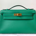 Hermes Vert Jade Swift Mini Kelly Pochette Gold Hardware