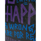 Balenciaga Bazar Graffiti Purple Blue Black Arena Leather Pouch 443658