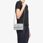 Balenciaga BB Silver Glittered Leather Wallet on Chain Bag 561507