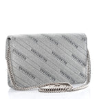 Balenciaga BB Silver Glittered Leather Wallet on Chain Bag 561507