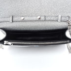 Balenciaga BB Silver Glittered Leather Wallet on Chain Bag 561507