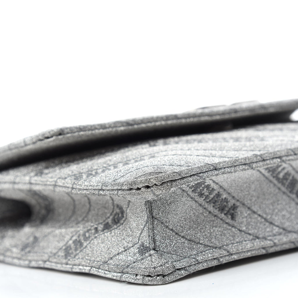 Balenciaga BB Silver Glittered Leather Wallet on Chain Bag 561507