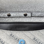 Balenciaga BB Silver Glittered Leather Wallet on Chain Bag 561507