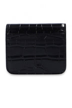 Balenciaga Black Calf Leather Crocodile Embossed Mini Wallet 601474