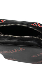 Balenciaga Black Calfskin Leather Sport Print Phone Holder Bag 618189