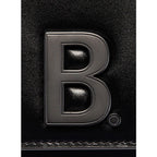 Balenciaga Black Shiny Calfskin Leather Chain Wallet Shoulder Bag 593615