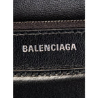 Balenciaga Black Shiny Calfskin Leather Chain Wallet Shoulder Bag 593615