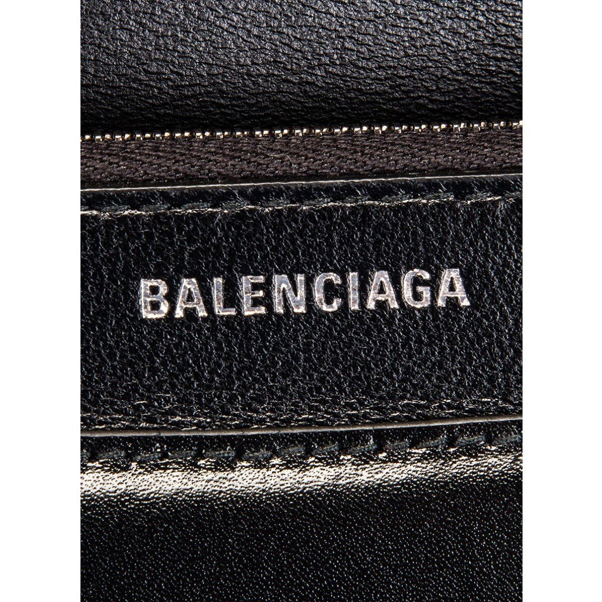 Balenciaga Black Shiny Calfskin Leather Chain Wallet Shoulder Bag 593615