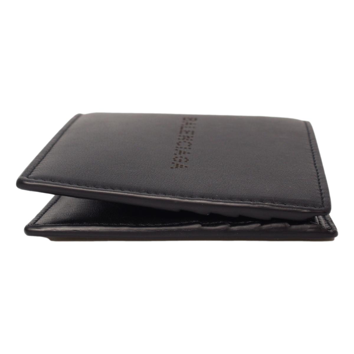 Balenciaga Cash Black Calfskin Leather Perforated Bifold Wallet 436118