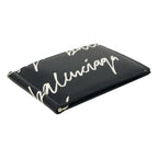 Balenciaga Cash Black Leather Scribble Logo Money Clip Wallet 625819