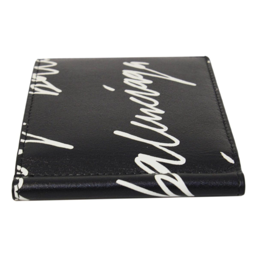 Balenciaga Cash Black Leather Scribble Logo Money Clip Wallet 625819