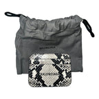 Balenciaga Cash Grey Python Print Leather Credit Card Wallet 593812