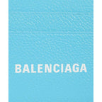 Balenciaga Cash Light Blue Calfskin Leather Credit Card Wallet 593812
