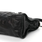 Balenciaga Classic City Black Arena Leather Logo Strap Satchel 505550