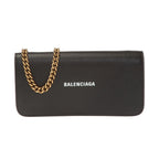 Balenciaga Everyday Black Leather Logo Chain Wallet Bag 593784