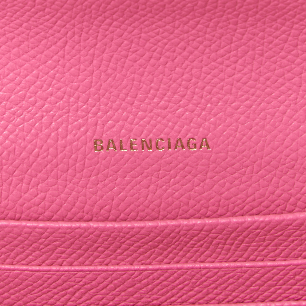 Balenciaga Ville Pink Leather Logo Chain Wallet Bag 579309