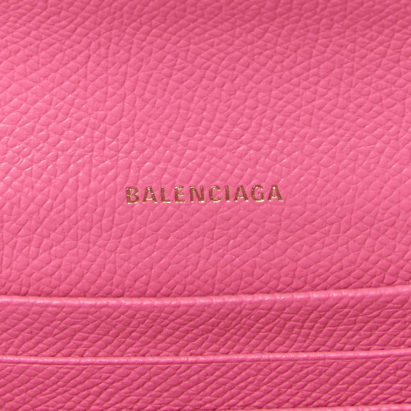 Balenciaga Ville Pink Leather Logo Chain Wallet Bag 579309