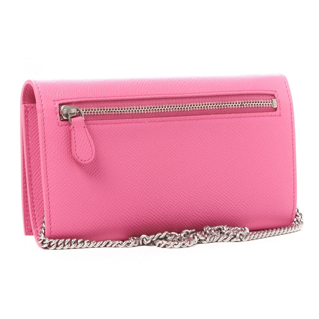 Balenciaga Ville Pink Leather Logo Chain Wallet Bag 579309