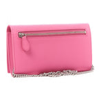 Balenciaga Ville Pink Leather Logo Chain Wallet Bag 579309