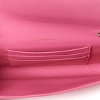 Balenciaga Ville Pink Leather Logo Chain Wallet Bag 579309