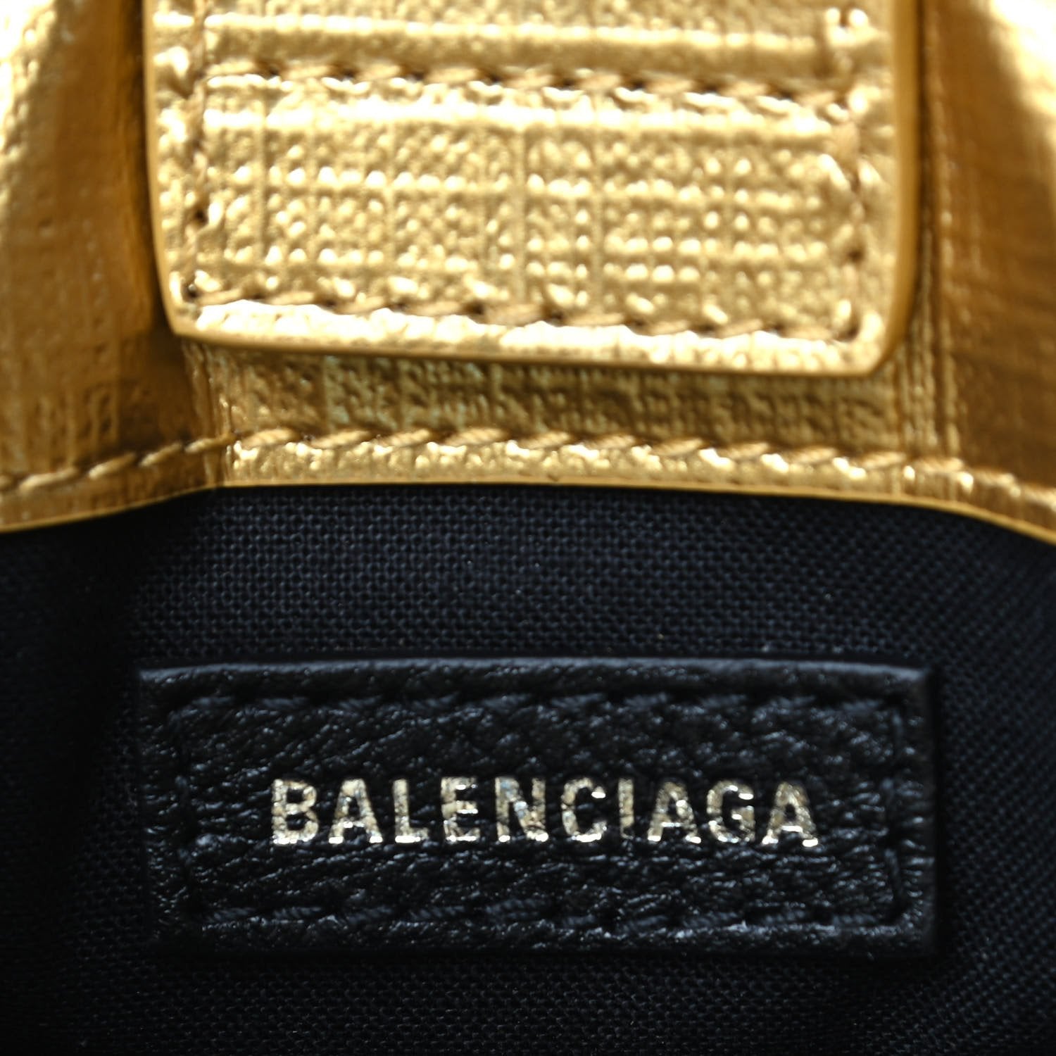 Balenciaga Gold Calfskin Leather Shopper Cross Body Bag 593826