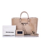 Balenciaga Papier Merino Lamb Wool Tapioca Beige Satchel 410238