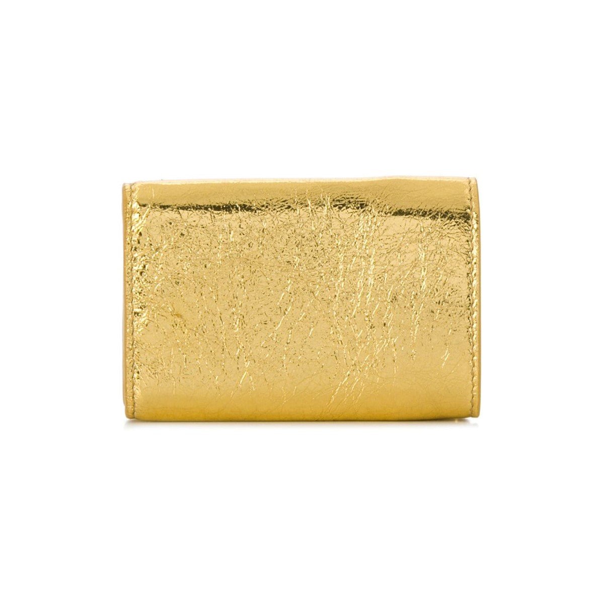 Balenciaga Papier Metallic Gold Arena Lambskin Leather Mini Trifold Wallet 391446