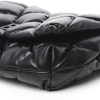 Balenciaga Touch Black Nappa Leather Quilted Puffy Clutch Bag 624947